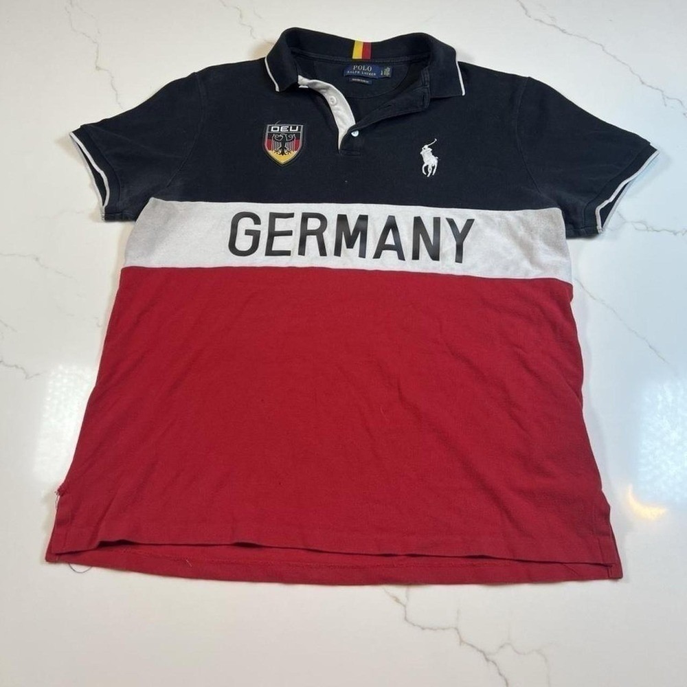 Polo Ralph Lauren Germany Custom Slim Fit Polo Shirt Mens Large DEU World Cup